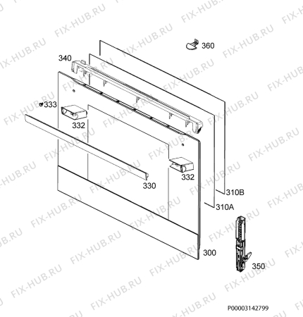 Взрыв-схема плиты (духовки) Electrolux OOP601NX - Схема узла Door